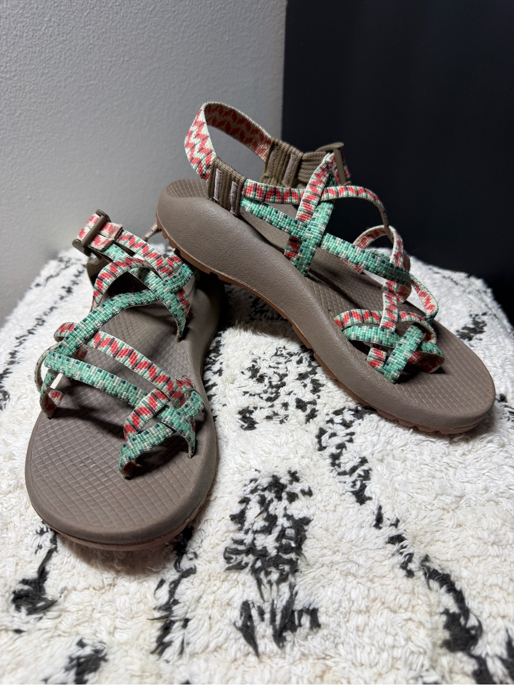 Chaco Bodhi Pine Women’s 6 EU 37 Strappy Sport Sandals Green Coral Adjustable